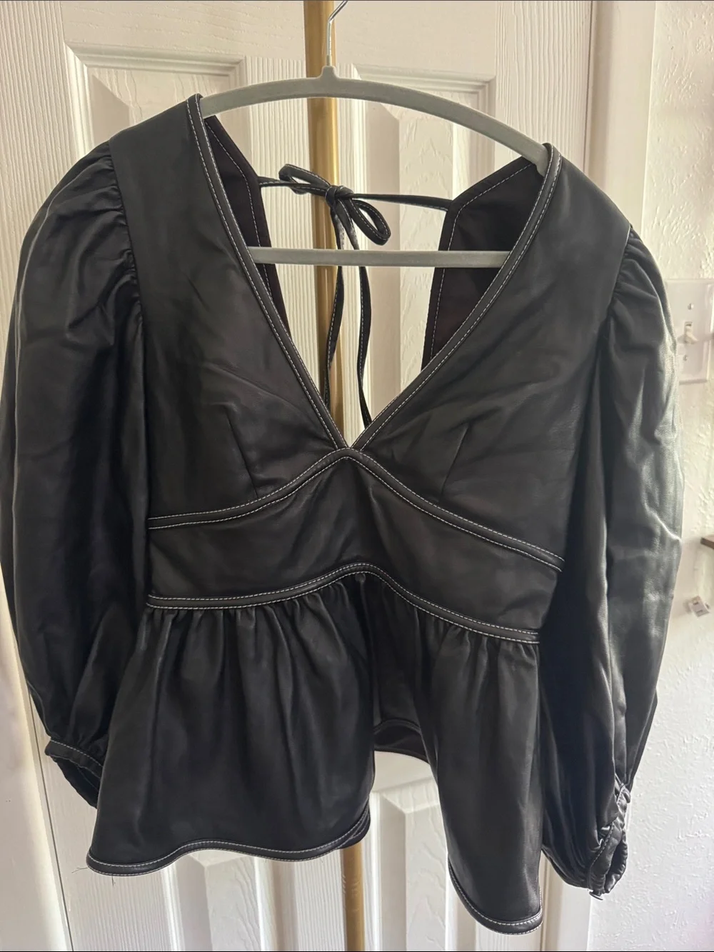 Luna Vegan Leather Peplum Top